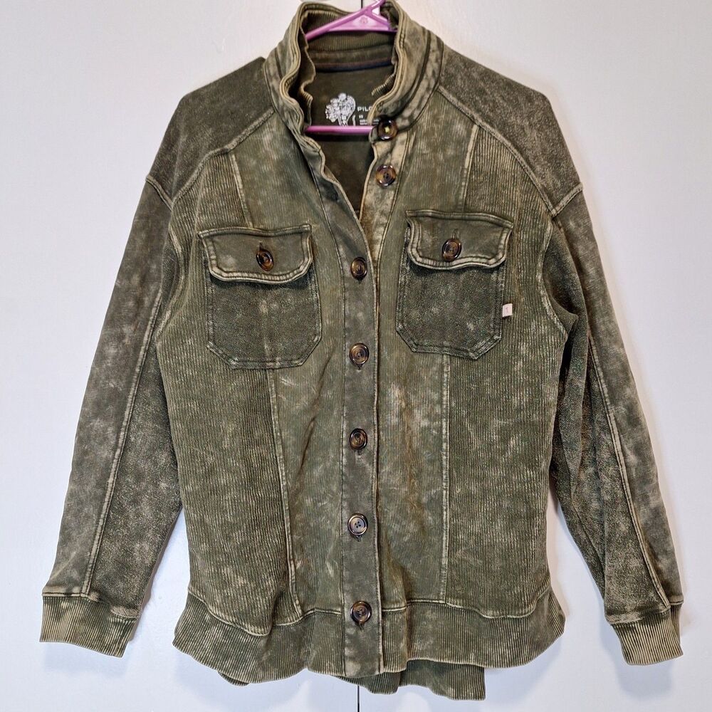 Pilcro Anthropologie Women's Relaxed Fit Shirt Jacket Shacket Mossy Green Sz XS